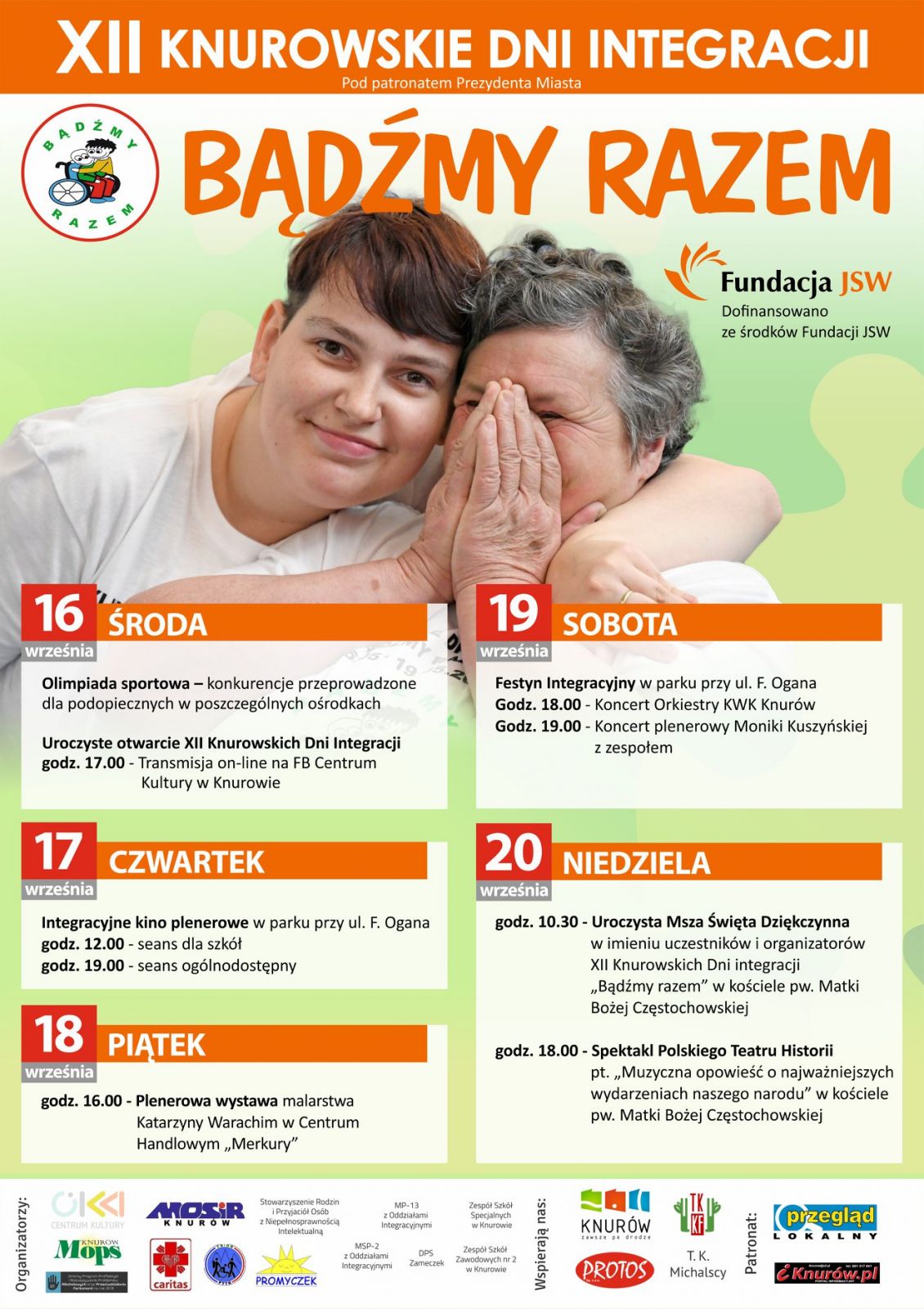 Plakat przedstawiający program dwunastych Knurowskich Dni Integracji