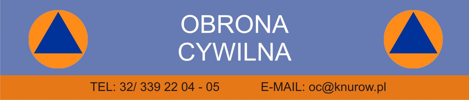 grafika zakładki Obrona Cywilna z numerem telefonu i adresem e-mail